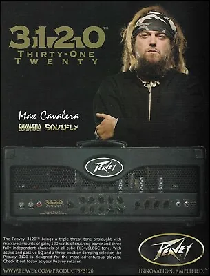 Soulfly Max Cavalera Conspiracy Peavey 3120 Guitar Amp Ad 2009 Advertisement • $3.96