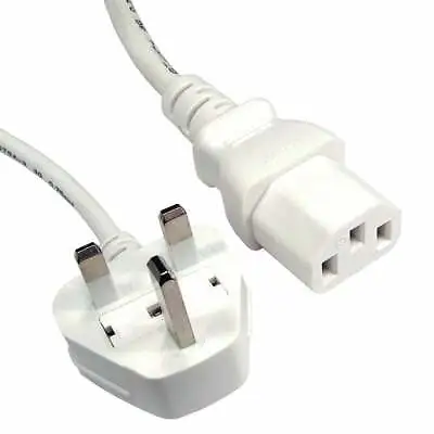 5m UK Mains To IEC C13 Kettle Power Lead 1.00m2 White Cable (13 Amp Fuse) • £7.92