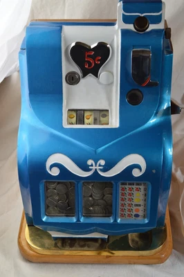 $3499.99 • Buy Rare Vintage Mills Sweetheart Qt Nickel 5 Cent Slot Machine Restored Blue White