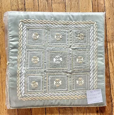 NIP Vintage Sage Green Gold Floral Zippered Embroidered Pillow Covers Syrian • $60