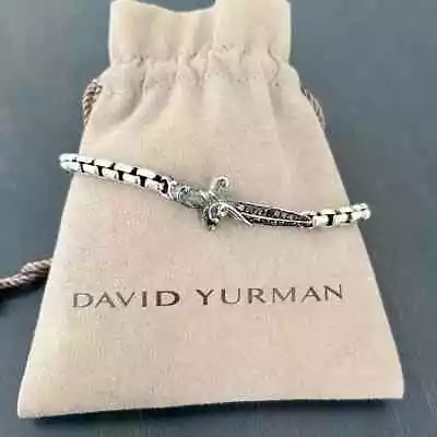 David Yurman Sterling Silver Waves Dagger Bracelet With Pave Black Diamonds • $475