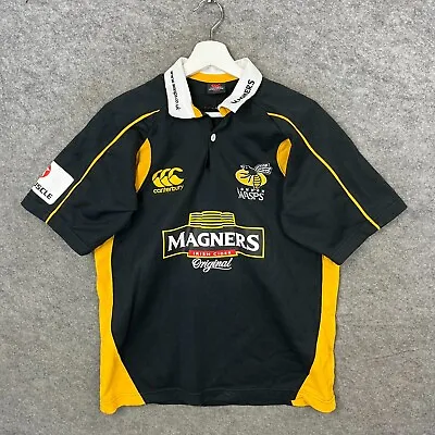 London Wasps Rugby Shirt Mens Small Black Canterbury Home Jersey Top 2007/2008 • £34.99