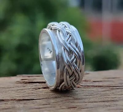 925 Sterling Silver Band Ring Meditation Ring Statement Handmade Ring All Size • $12.34