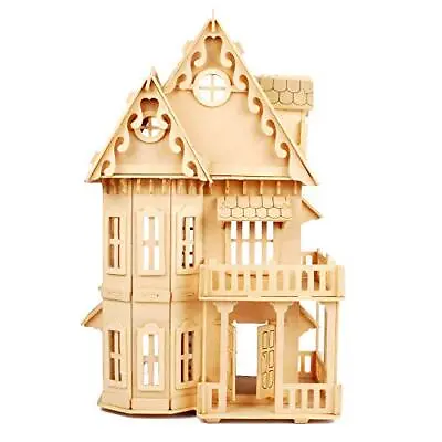17  3D Wooden DIY 6 Rooms Jigsaw Puzzle Gothic House Toy Doll Kids Adults 153PCS • £16.19