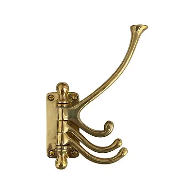 $31.85 • Buy Three Arm Swivel Coat Hook In Polished Brass