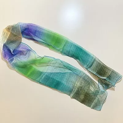 NEW Missoni 62 In Green Blue Purple Zigzag 100% Silk Scarf Made In Italy • $120