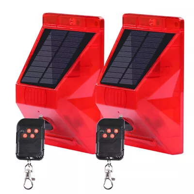 2x Solar Alarm Strobe Light Lamp Motion Sensor Waterproof 129db Sound Security • $32.95