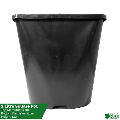 Square Plant Pot 0.25 0.75 1 2 3 5 5.5 11 L Strong Black Plastic Hydroponic Pots • £18.99