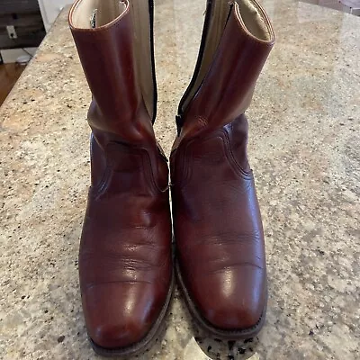 Vintage Frye Boots Woman’s 8D 2700 Oxblood Red Western Made In USA 80s Side Zip • $99