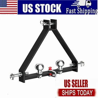 3 Point Hitch Receiver With 2 Trailer Hitch Balls For Category 1 Tractor Adapter • $106.52