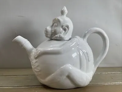 London Pottery Monkey Tea Pot All White Brshf • $17.75