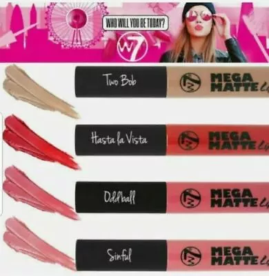 W7 Mega Matte Lipsticks Love Shades RedPink Nude Gift For Her  • £7