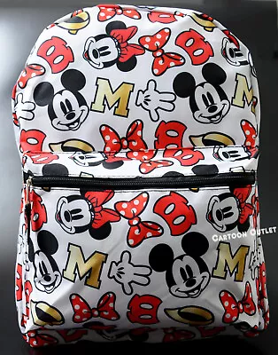 Disney Mickey Mouse Backpack Large 16  Travel Bag Al Over Art Print Minnie Mouse • $18.99