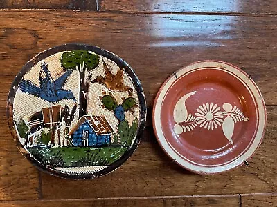 RARE Vintage Mexican Tlaquepaque Cross Hatching Petatillo Plate +Early Clay One • $38.95