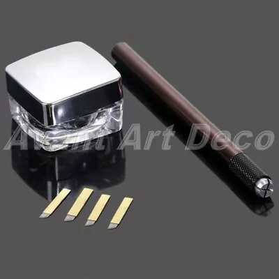 £10.98 • Buy Manual Tattoo Pen Permanent Eyebrow Makeup Microblading Needles Tattoo Paste Kit