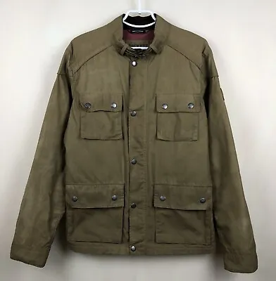 Hackett  The British Millerain Co Ltd Jacket Waxed Cotton Moto Biker  Khaki Mens • $89.10