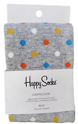 Happy Socks Men's Cotton Dots 15-20mmHG Compression Knee Socks Size 11.5-14 NEW • $13.54