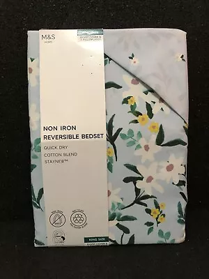 M&S Pure Cotton Reversible Bedset King Size Duvet Cover & 2 Pillowcases • £34.99