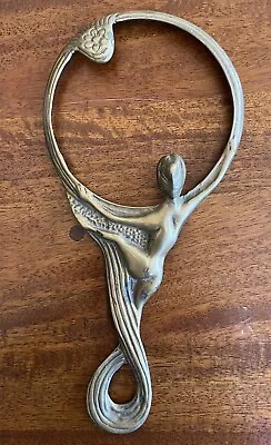 Vintage Brass Art Deco Handheld Mirror Nude Woman Lady NO Mirror • $21.95