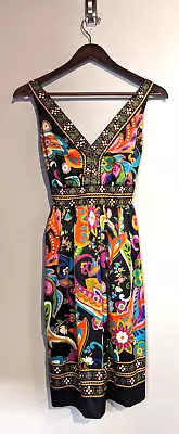 ECI New York Women's Floral Dress SZ 6 Bright Floral Silky Boho Island Tie  D16 • $21.99