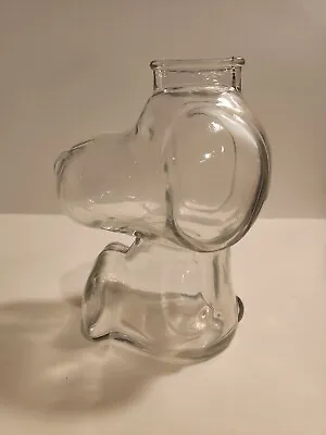 Snoopy Peanuts Coin Bank 1960's Clear Glass 6” Tall Vintage Anchor Hocking • $24.95