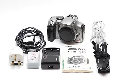 Canon EOS 300D / Digital Rebel Body Silver Vintage 6.3MP DSLR & Acc's • £29.99