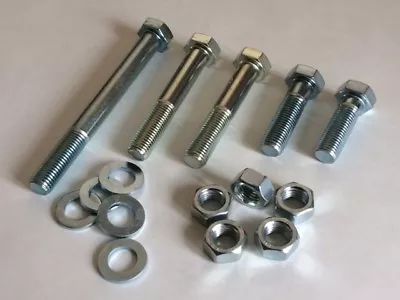 £6.28 • Buy M12 Grade 8.8 Part Threaded Bolts Nuts + Flat Washers Zinc Plated High Tensile 