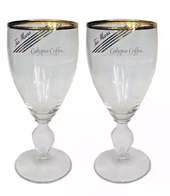 TIA MARIA Calypso Coffee Liqueur 2 Luxury Gold Rimmed Cocktail Glasses BNWOB • $29.99