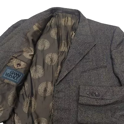 Gianni Versace Vintage Blazer Rare Wool Mohair 3 Button Brown Size 54 US 44 XL • $139