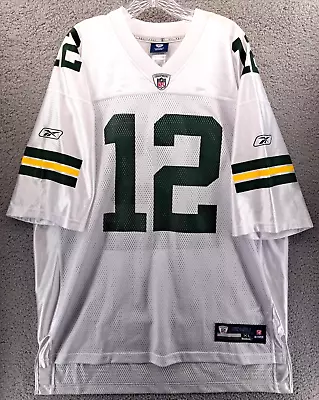 Reebok On Field Green Bay Packers Aaron Rodgers Jersey Mens XL White NFL Poly. • $19.98