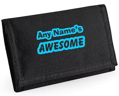 Name Awesome Design Personalised Boys Kids Ripper Wallet With Coin Holder Xmas • £7.99