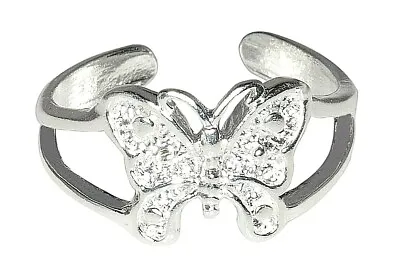 Sterling Silver .925 Beautiful Butterfly Toe Ring Adjustable Size | Made In USA • $9.99