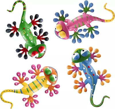 YEAHOME 4 Pack Metal Geckos Inspirational Wall Art Mexican Outdoor Wall Decor W • $14.70