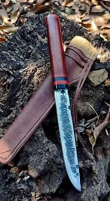 Custom Yakut Camp Hunting Knife 6” Plow Disc Forged Rosewood Handle L Sheath • $75