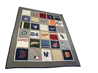 Pottery Barn MLB Baseball American AL Twin Quilt Comforter 84x66 • $74.97