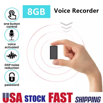 8GB Ultra Thin Digital Voice Recorder - Super Sensitive Microphone & Mp3 Player • $32.93