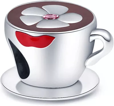 Sterling 925 Silver Coffee Mug Daisy Flower Cup Bead Hot Chocolate Mum Wife Gift • £15.97