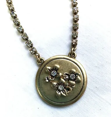  J Crew   Necklace Rhinestone Chain With Flower Round Drop • $14.99