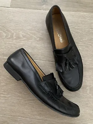 Salvatore Ferragamo Men’s Vintage Tassel Loafer 11D Dress Shoes Black Leather • $117.94