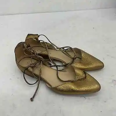 Miss Albright Gold Leather Ballet Flats - Size 7 • $45