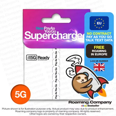 🚀 EUROPE 5G DATA TALK TEXT PAYG Travel SIM Hotspot Roaming EU 40+ Countries • $9.98