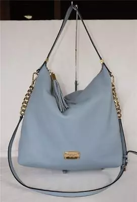 Michael Kors Weston Tassel Pale Blue Pebble Leather Crossbody Shoulder Bag • $19.99