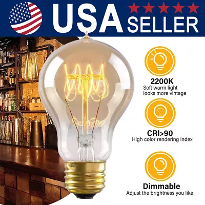 1/3/6Pack A19 E26 Vintage Edison Light Bulb 40W/60W Filament Lamp 2200K Dimmable • $5.99