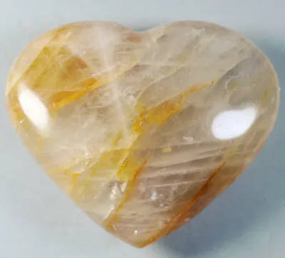 NATURAL Yellow PHANTOM MULTI-INCLUSIONS Rainbow CRYSTAL Heart Palm Stone  174g • $19.19