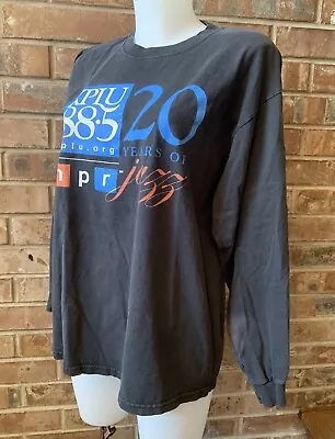 NPR 88.5 KPLU 20 Years Jazz Black Vintage T-shirt Long Sleeve Faded • $21.99