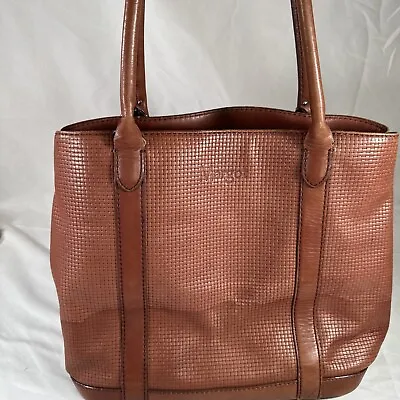Brown Margot Shoulder Travel Carry All Tote Bag Leather  Back Pocket • $19.99