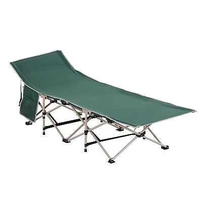 Single Portable Outdoor Military Sleeping Bed Camping Cot Green Outsunny • £37.56