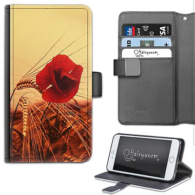 $36.43 • Buy Red Poppy Flower Phone Case;PU Leather Flip Case;Cover For Samsung;Apple