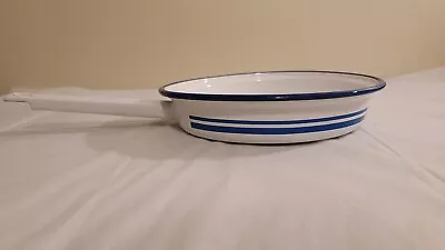 Vintage Enamel European White And Blue Pan/Skillet 22cm • $22.50