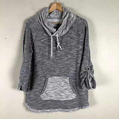 Calvin Klein Sweatshirt Sweater Womens Medium Gray Cowl Neck Athleisure Casual • $12.25